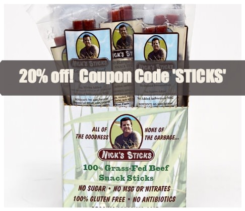 20% off Nick's Sticks - www.ohlardy.com