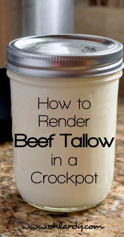 How to Render Beef Tallow in a Crockpot.  This healthy, traditional, nourishing fat is easy to cook with and makes food taste delicious.  Tallow is also good for making skin care products such as lip balm, skin salves and deodorant.  - www.ohlardy.com