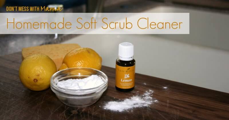 Homemade Soft Scrub Cleaner with Lemon Essential Oil